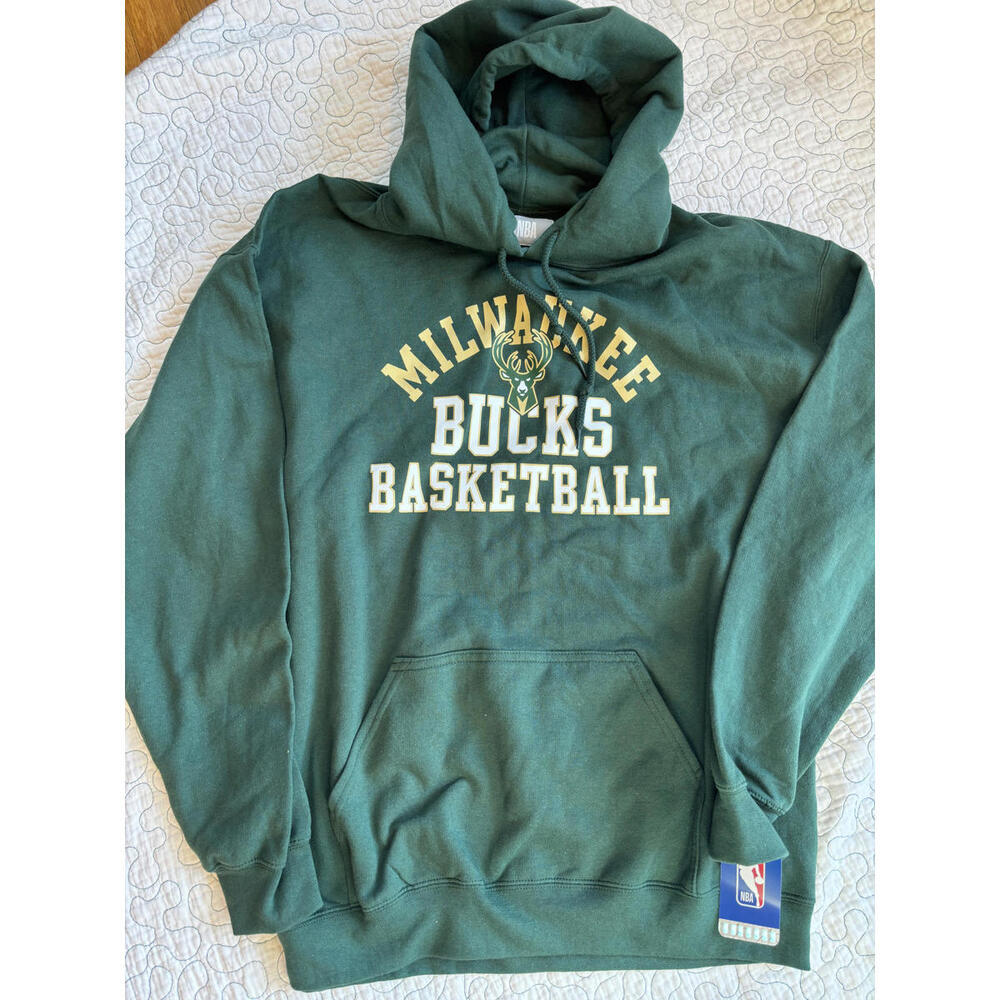 Milwaukee Bucks Basketball Men's NBA Hoodie‎ Sweatshirt Green Size Large